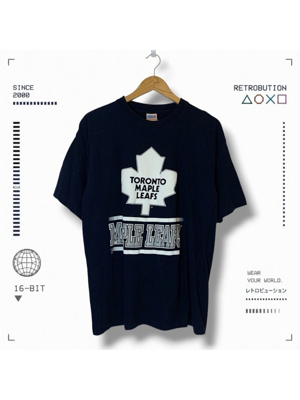 Vintage 90s Toronto Maple Leafs NHL Graphic Shirt Blue Size L